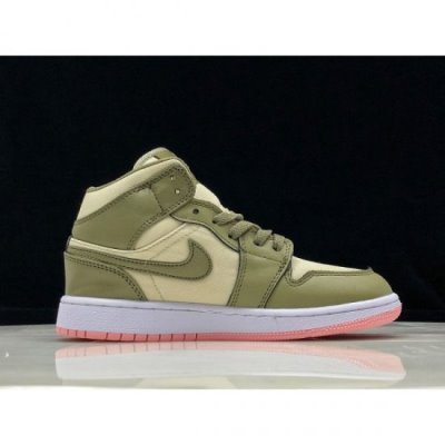 Nike Bayan Air Jordan 1 Mid Gs Trooper/Bleached Mercan Basketbol Ayakkabısı Türkiye - AKXEMARU